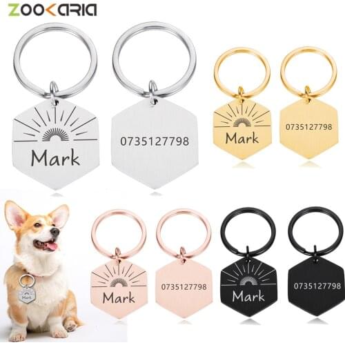 Personalized Pet ID Tags Customized Cat Collars With Name And Number Tag For Dogs Engraved Pendant Keyring Chain Pet Accessories