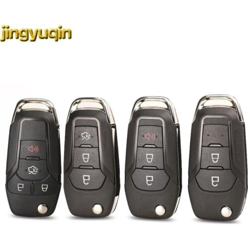 Jingyuqin Flip Remote Car Key Shell Case for Ford Focus Fusion MK MK7 Explorer Ranger 2/3/4 Buttons HU101 Uncut Blade
