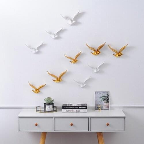 Ceramic Bird Creative Wall 3d Sticker Living Room Animal Figurine Wall Hanging Background Decorative Home Decoration Accessories