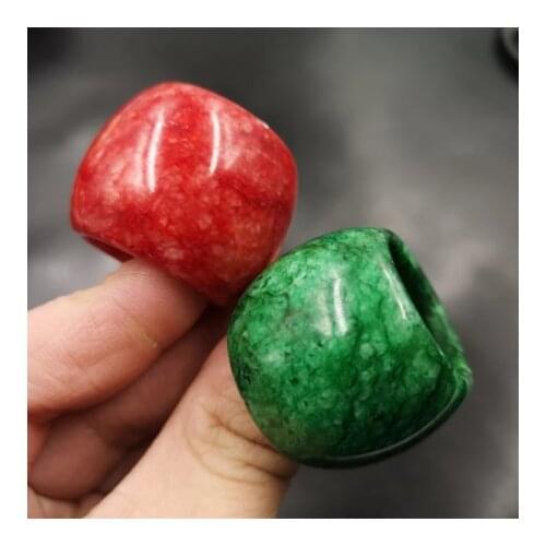 Natural Red green jade ring natural stone jade with Texture ring for men inner diameter22- 23mm ruby ring