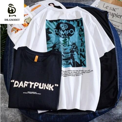 GSODET Summer Mens T-Shirt Couple Cotton Ins Harajuku Hip-Hop Half-Sleeved Casual Cartoon O-Neck Loose Casual All-MatchTops