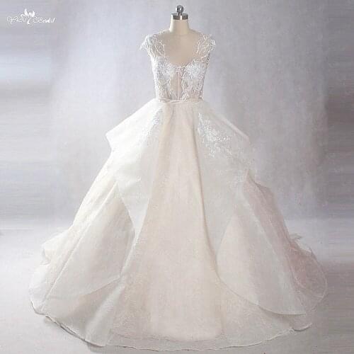 LZ228 Luxury Vintage Lace Wedding Dresses Backless Ball Gowns Real Job Pictures Vestido De Noiva