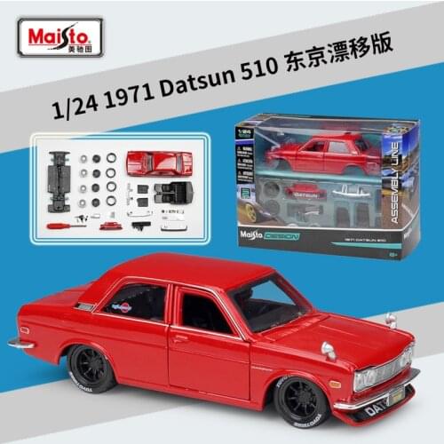 Maisto 1:24 1971 Datsun 510 2015 Mustang GT 1968 Camaro SS Sport Racing Car Assembly Line Unfinished Vechile Alloy Models Car