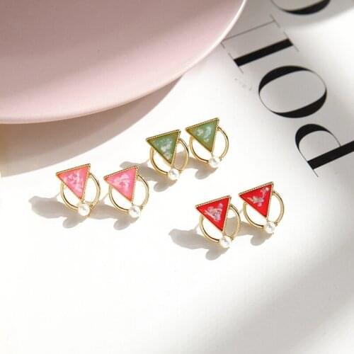 Cute Simple Design New Pink/Red/Green Resin Stud Earring For Women Handmade Krop Earrings Appintment Wedding Gift Jewelry
