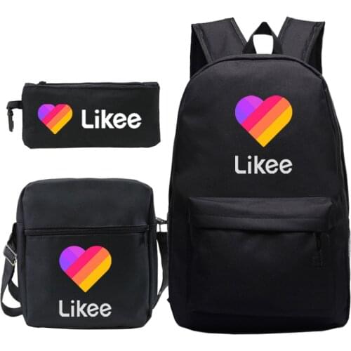 Cute LIKEE Backpack Boys Girls Bookbags Laptop Knapsack Russia Likee Video Rucksack 3pcs/set School Bags Back to School Gift