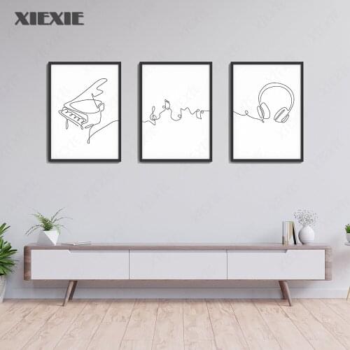 Minimalist Music Art Line Drawing Posters Abstract Piano Wall Art Canvas Print Painting Nursery Decorative Pictures for Bedroom