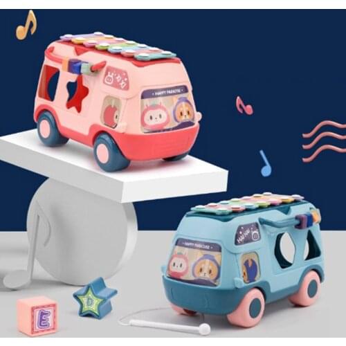 Multifunctional Piano Knocking Toy Baby Pat Drum Toy Early Educational Toy Bus Light Music Gift For Children