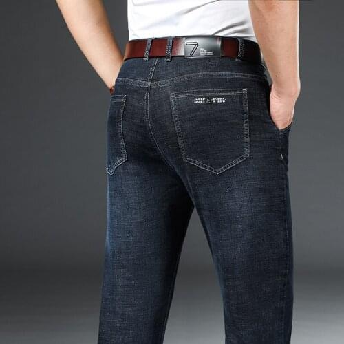 2021 Summer New Black Stretch Jeans Men Business Casual Brand Jeans Men Classic Straight-Leg Plus Size Men Jeans 29-40