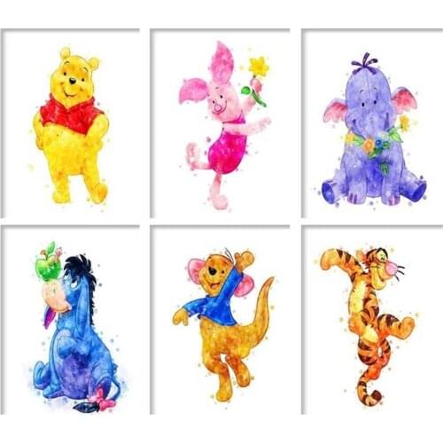 Disney 5D DIY Diamond Painting Square Round Winnie the Pooh Series Cross Stitch Kit Rhinestone Mosaic Home Decoration Painting