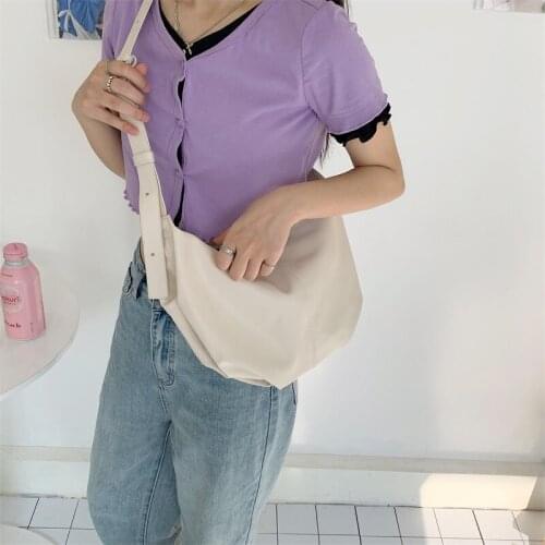 2021 summer new simple large-capacity soft skin dumpling bag shoulder messenger bag