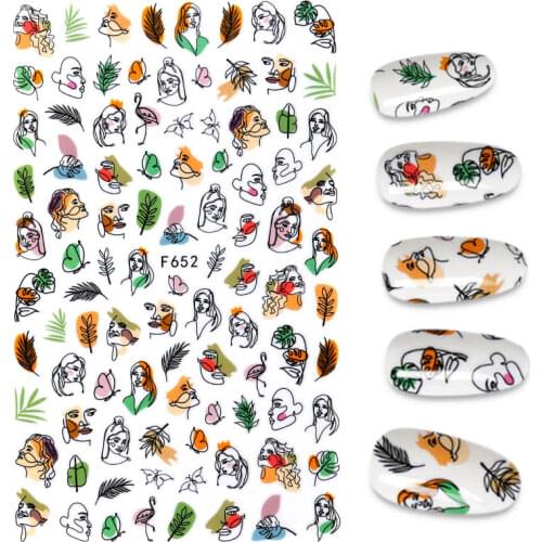 The New Nail Stickers DIY Abstract Image Nail Art Paper Decoration Manicure Tattoos Creative Designs Stickers for Nails Decals