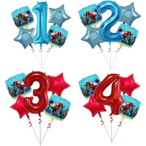 Wholesale 5pcs/lot Incredibles Foil Balloon Number Mylar Balloon 1st 2st Birthday Balloon Party Decorations Toys For Kids Globos