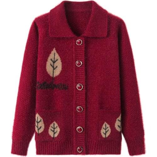 Middle-aged elderly women autumn winter clothing warm cardigan sweater 60 / 70-year-old grandma Female Cardigan Knit Sweater