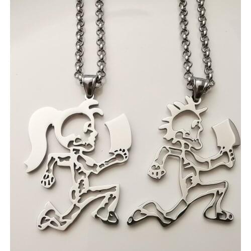 One Pair ICP Hatchetman Hatchet women Pendant Stainless Steel Hollow Hatchet Charms Necklace 4mm 24 inch Jewelry