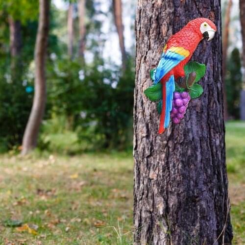 Hanging Parrot Statue Garden Decor Bird Sculpture Tree Decoration Simulation Macaw Birds Wall Hanging Soft Decor Resin Crafts