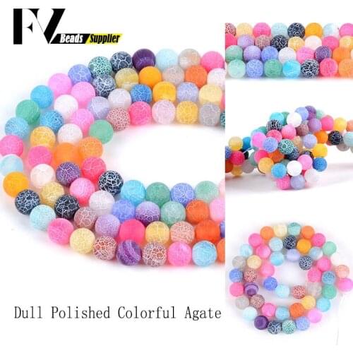 Natural Colorful Frost Agates Stone Beads Diy Jewellery 4mm-12mm Round Spacer Beads for Jewelry Making Bracelets Accessories