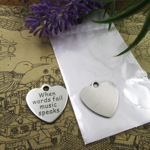 20pcs--"When words fail music speaks"stainless steel charms 5 styles for choosing DIY Charms for necklace bracelets