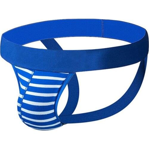 Men Thong Jockstraps Striped Cotton Sexy Wonderjock Tanga Hombre G-string Thongs Mens Bikini Briefs Underwear Penis Underpants