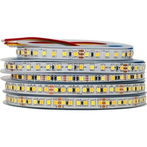5m 2835 CCT LED Strip Light 5V 12V 24V DC Color Temperature Adjustable Flexible LED Tape Ribbon 120 LED/M 180 LEDS/M 5MM 8MM