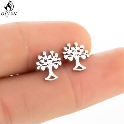 Bohemia Tree of Life Earrings Women Stainless Steel Jewelry Fashion Plant Snowflake Stud Earring Xmas Party Pendientes Kids Gift