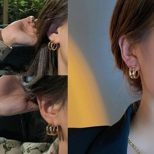 Vintage Circle Gold Simple Geometric Earrings For Women Round Square Earrings Minimalist Earrings Party 2021 NEW Jewelry