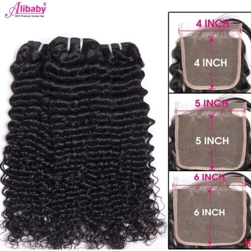 Deep Wave Bundles With Closure Brazilian Hair Weave Bundles Human Hair Bundles With Closure Remy 4X4 Closure And Bundles Remy