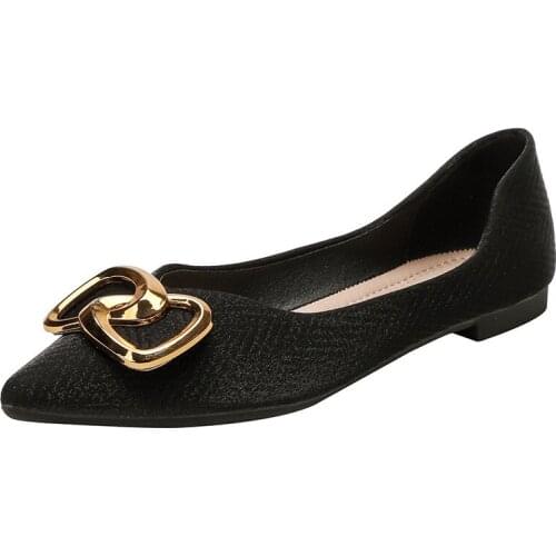 Pointed Flat Shoes Women 2021 New Spring Autumn Double Buckle Mujer Pisos Women Work Shoes Comfortable Large Size 41-43