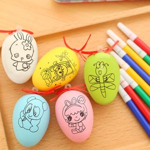 Water Color Pen Egg Kids DIY Painting Color Egg Toy Easter Egg Education Toys Great Children Christmas Party Gift 1set=1egg+4Pen
