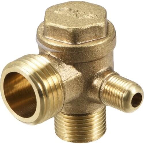 1pc Air Compressor Check Valve 90 Degree Right Male Threaded Brass G 1/8" x G 3/8" x G 1/2" 42 x37 x 36mm / 1.65" x 1.46" x1.42"