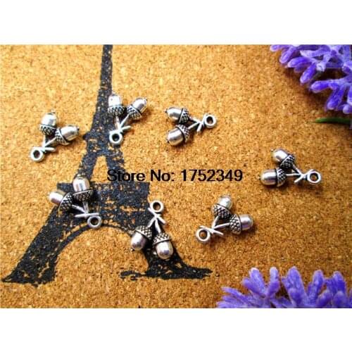 150pcs--Acorn Charms, Antique Tibetan Silver Tone 3D Acorn charm Pendants 14x11mm