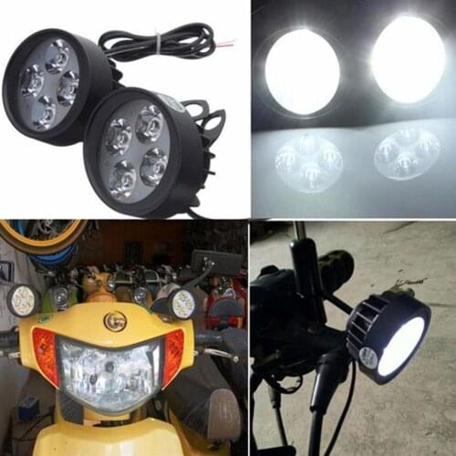 2Pcs LED Motorcycle Headlight Motorbike Mirror Mount Driving Spotlight Fog Lamp