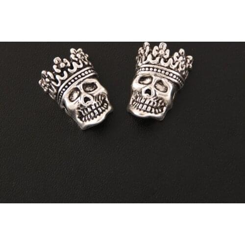 30pcs Silver Color Skull Face Charm Halloween Skeleton Pendants DIY Handmade Necklace Jewelry Making Findings