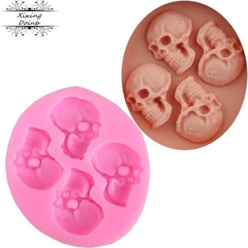 3D skull Chocolate Mold embossed silica gel cake mold biscuit Soft Candy Mold DIY baking decoration tool