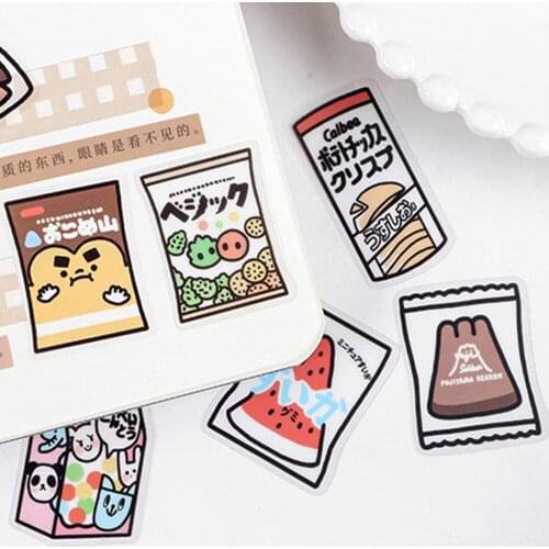 40Pcs Cute Food Series Stickers Set Kawaii Cartoon Diary Album Stationery Sticker Diary Photos Albums Decorative Sticker