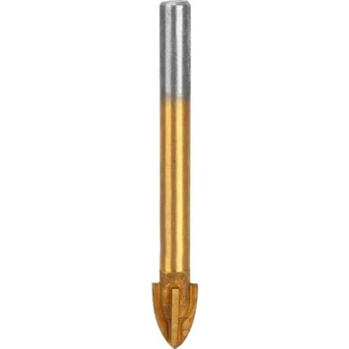 5/6/8/10mm Titanium Coated Carbide Glass Drill Bit Woodworking 4 Cutting Edges Cross Drill Bit Spear Head Tool Tile Hole Opener