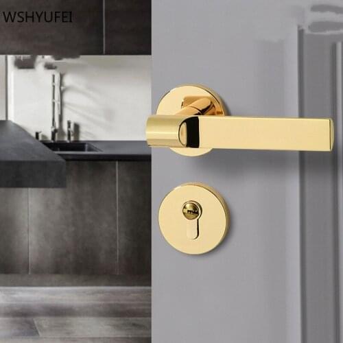 Aluminium Alloy Indoor Door Handle Lockset Universal Security Bathroom Door Knob Lock Silent Lock Core Household Hardware