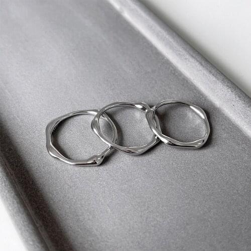 Amaiyllis S925 Sterling Silver Irregular Simple Line Thin Ring Punk Fashion Personalized Index Finger Ring For Female Jewelry