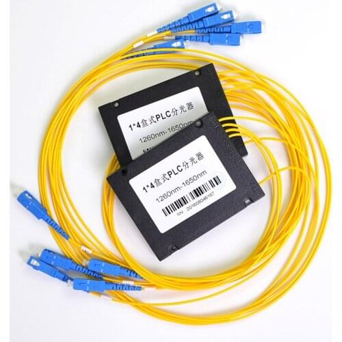 Free Shippping 1X4 SC /UPC Fiber Optic FTTH Splitter FBT Optical Coupler 1x4 SC UPC Singlemode simplex plc optical splitter