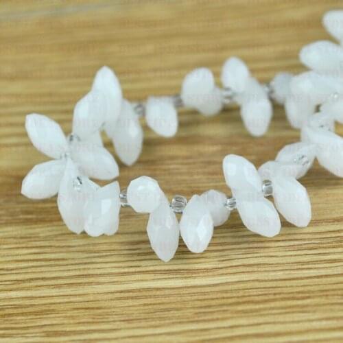 100pcs 6x12mm White porcelain Color Briolette Pendants Waterdrop Crystal Glass Jewelry Loose Teardrop Beads DIY