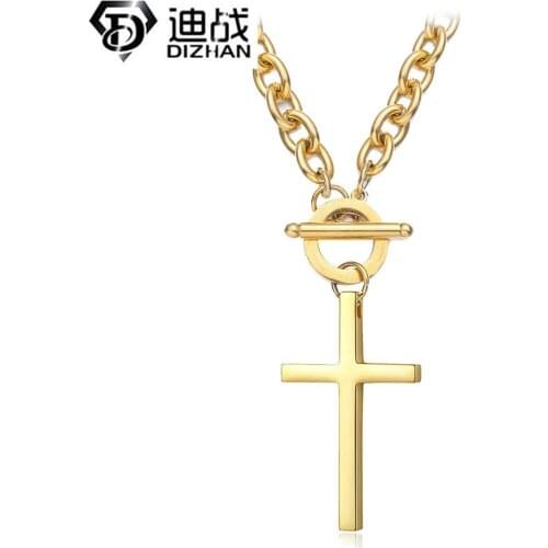 Christianity Cross Pendant Necklace For Women Men Vintage Stainless Steel OT Cross Chain Necklace Jewelry Gift