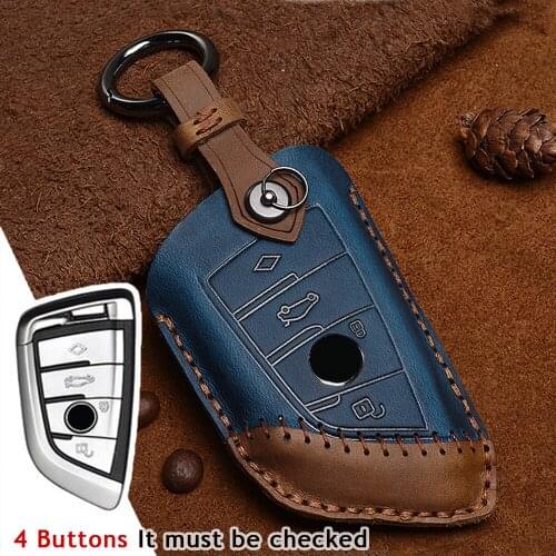 High Quality Leather 3/4 Buttons keychain car key bag set cover case For BMW 320li/523li/525li/528li/530 /X1/X2/X5 key House
