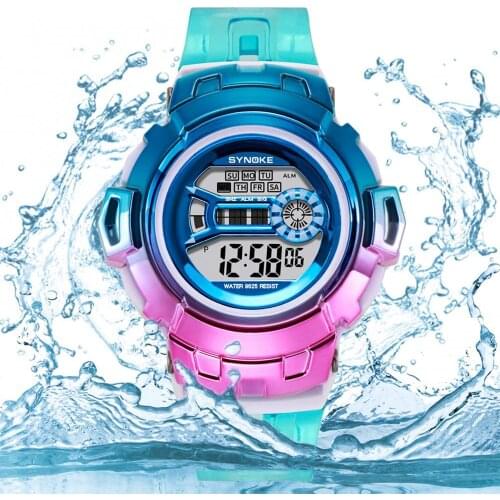 Electronic Watch Fashion Girls Watch Colorful Gradient Electronic Watch Ladies Digital Watches Multifunction Dress Wacth Clock