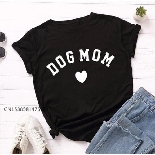 Letters Dog Mom Print XS-4XL Soft Premium Summer T Shirt Women T-Shirt Crew Neck Short Sleeve Tees Female TShirt Pink Tops
