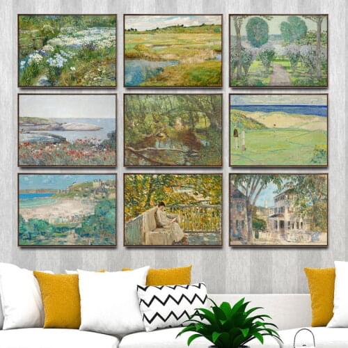 Home Decoration Art Wall Pictures Fro Living Room Poster Print Canvas Paintings American Childe Hassam Field