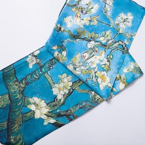 Oil Painting 100% Twill Silk Scarf Shawl Foulard Women Luxury Head Scarves Hijab 35" x 35"