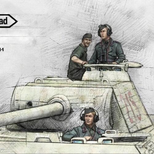 1/35 Panther crew, Normandy 1944, Resin Model Soldier GK, WWII military theme, Unassembled and unpainted kit