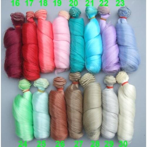 Doll Wigs 15*100cm Blue Red Light Blond Color Curly Doll for BJD SD Russian Diy Handmade Doll Hairs