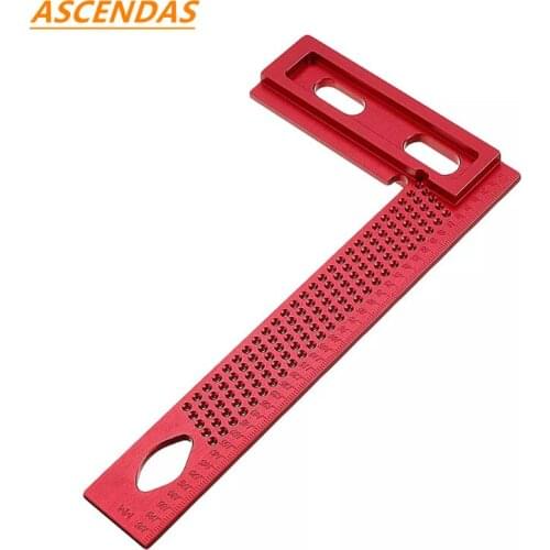 Aluminum Alloy 200mm Woodworking Square Hole Positioning Metric Measuring Ruler Carpenter Scriber TP-0319
