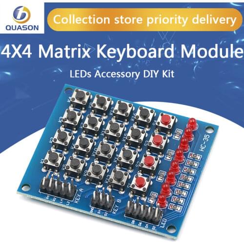 4X4 Matrix Keyboard For Arduino Array Module 16 Key Push Buttons Tastatur Switch Keypad Panel 4*4 Tasten 8LEDs Accessory DIY Kit