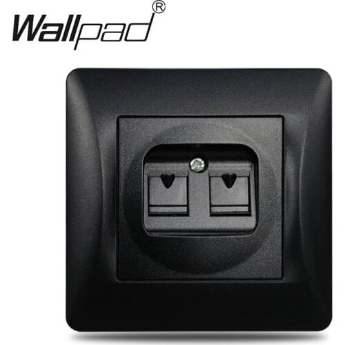EU Cat6 Data Tel Socket Wallpad Matte Plastic Frame Black EU Double Data Tel Computer Rj45 Rj11 Outlet for EU Box with Clip